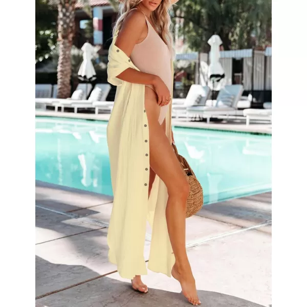 Bsubseach Women Bathing Suit Cover Ups Button Down Beach Swimsuit Cover Up Long Kimono Cardigans Summer Vacation outfits
