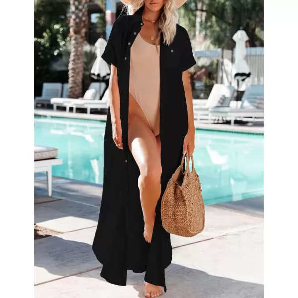 Bsubseach Women Bathing Suit Cover Ups Button Down Beach Swimsuit Cover Up Long Kimono Cardigans Summer Vacation outfits