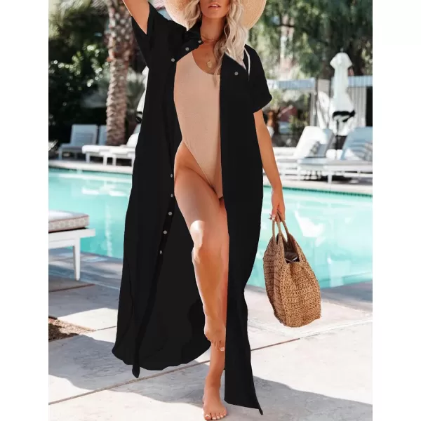Bsubseach Women Bathing Suit Cover Ups Button Down Beach Swimsuit Cover Up Long Kimono Cardigans Summer Vacation outfits