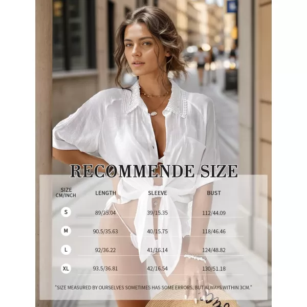 Bsubseach Women Beach Shirt Bathing Suit Cover Up Embroidered Lapel Blouses Button Down Collar Tops