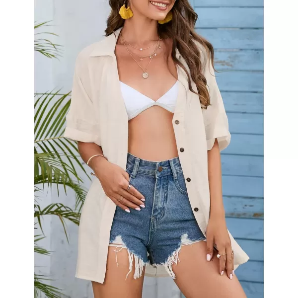Bsubseach Women Casual Button Down Street Style Shirt Blouse Tops Swimsuit Cover Up