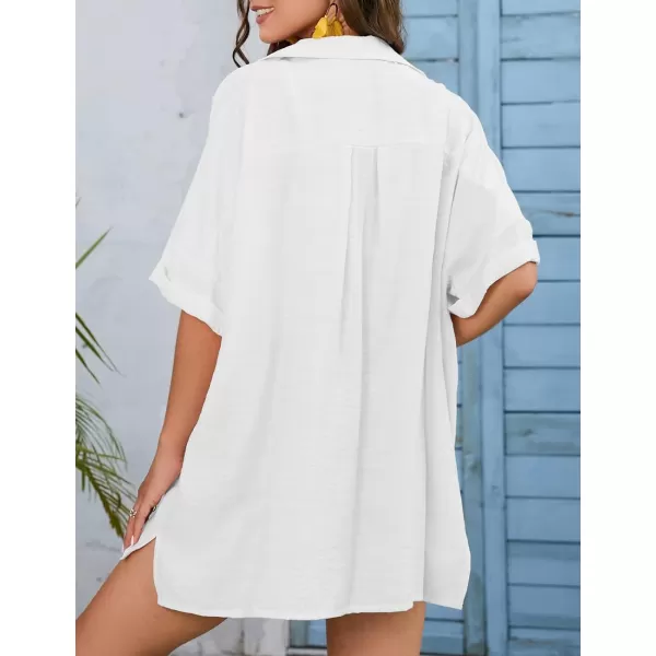 Bsubseach Women Casual Button Down Street Style Shirt Blouse Tops Swimsuit Cover Up