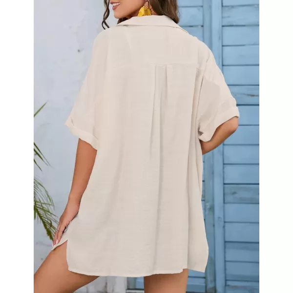 Bsubseach Women Casual Button Down Street Style Shirt Blouse Tops Swimsuit Cover Up