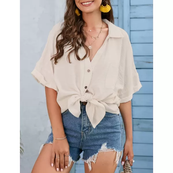 Bsubseach Women Casual Button Down Street Style Shirt Blouse Tops Swimsuit Cover Up