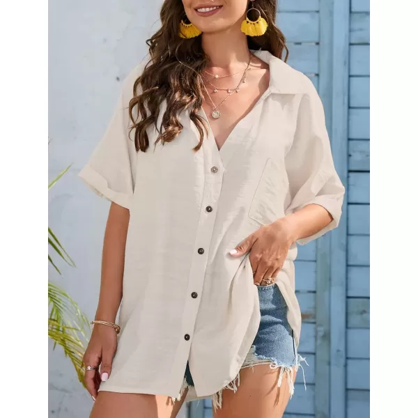 Bsubseach Women Casual Button Down Street Style Shirt Blouse Tops Swimsuit Cover Up
