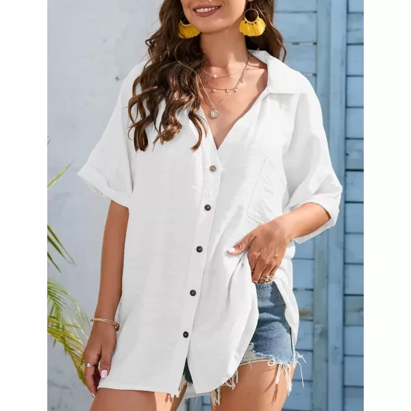 Bsubseach Women Casual Button Down Street Style Shirt Blouse Tops Swimsuit Cover Up
