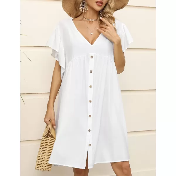 Bsubseach Women Casual Swimsuit Cover Up Blouses Button Down Beach Tunic Dress Bathing Suit Coverup