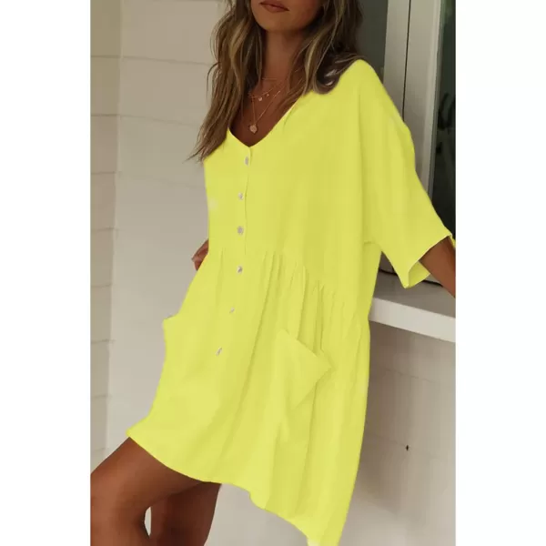 Bsubseach Women Casual Swimsuit Cover Up Blouses Button Down Beach Tunic Dress Bathing Suit Coverup