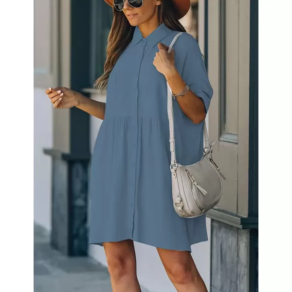 Bsubseach Women Casual Swimsuit Cover Up Blouses Button Down Beach Tunic Dress Bathing Suit Coverup