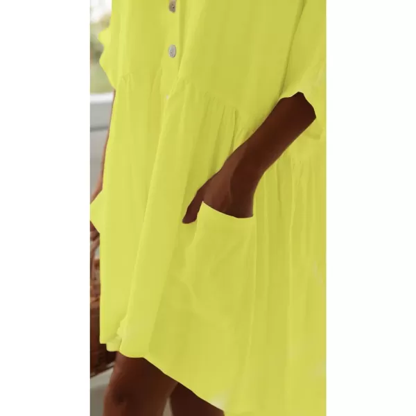 Bsubseach Women Casual Swimsuit Cover Up Blouses Button Down Beach Tunic Dress Bathing Suit Coverup