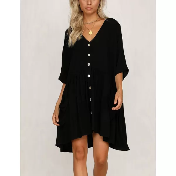 Bsubseach Women Casual Swimsuit Cover Up Blouses Button Down Beach Tunic Dress Bathing Suit Coverup