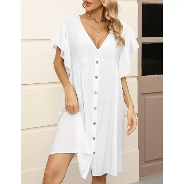 Bsubseach Women Casual Swimsuit Cover Up Blouses Button Down Beach Tunic Dress Bathing Suit Coverup
