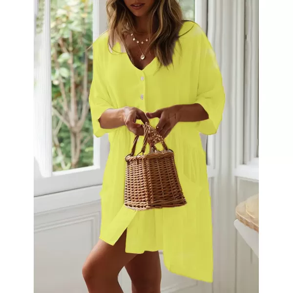 Bsubseach Women Casual Swimsuit Cover Up Blouses Button Down Beach Tunic Dress Bathing Suit Coverup
