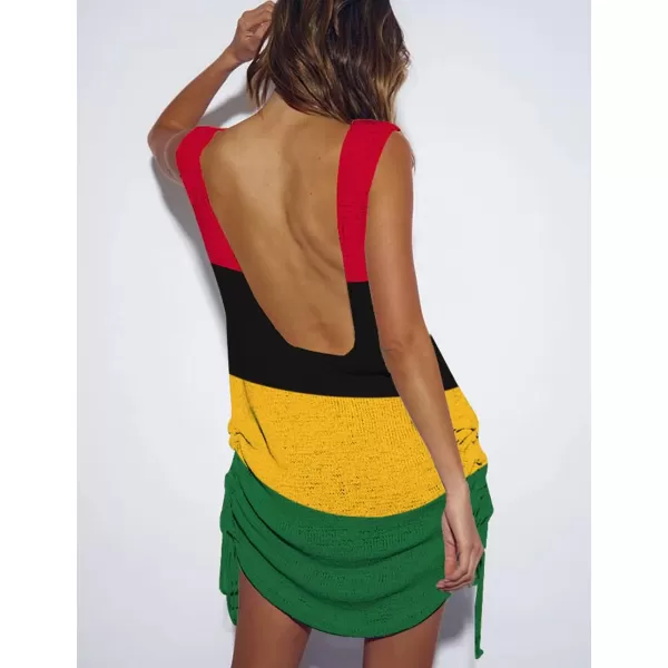 Bsubseach Women Crochet Bikini Cover Ups Summer Scoop Neck Beach Tank Dress
