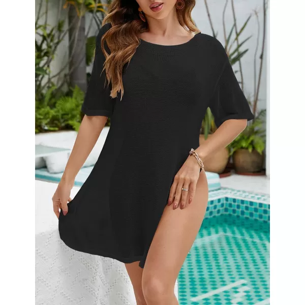 Bsubseach Women Crochet Cover Up Dress Sheer Mesh Swimsuit Cover Ups Summer Knit Beach Top