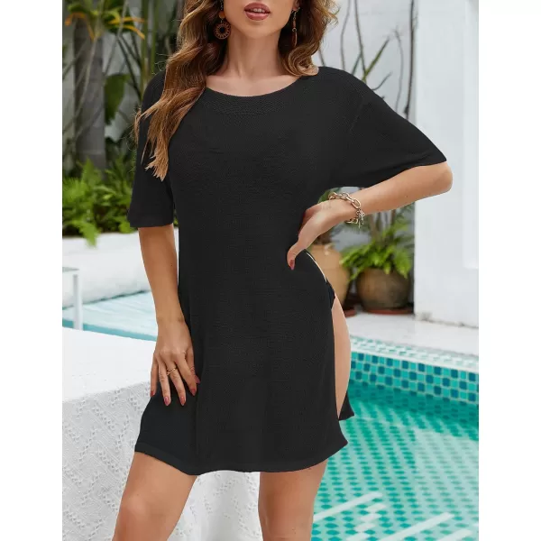 Bsubseach Women Crochet Cover Up Dress Sheer Mesh Swimsuit Cover Ups Summer Knit Beach Top