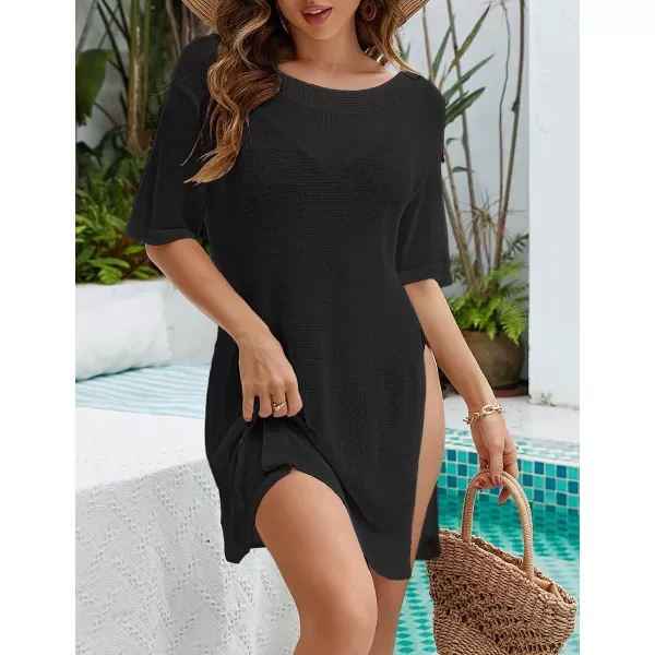 Bsubseach Women Crochet Cover Up Dress Sheer Mesh Swimsuit Cover Ups Summer Knit Beach Top