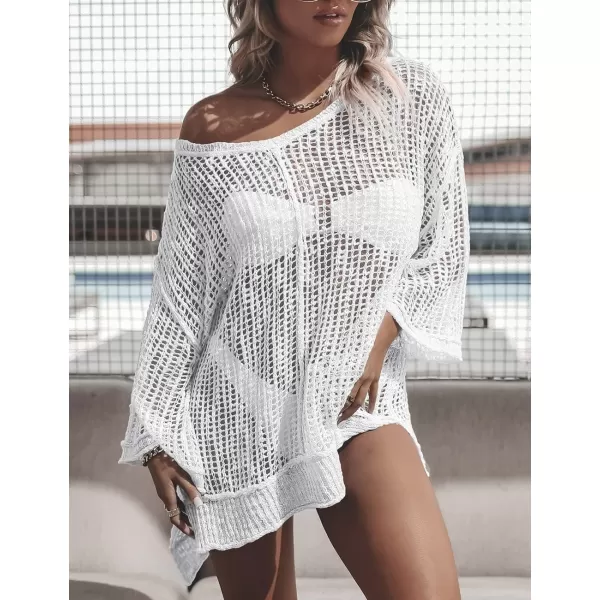 Bsubseach Women Crochet Cover Ups Hollow Out Bikini Swimsuit Cover Up Summer Knit Beach Top Vacation Outfits