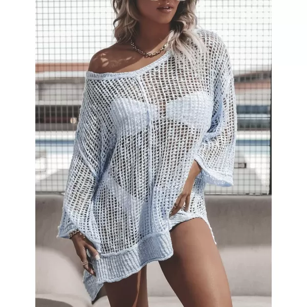Bsubseach Women Crochet Cover Ups Hollow Out Bikini Swimsuit Cover Up Summer Knit Beach Top Vacation Outfits