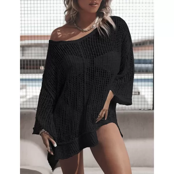 Bsubseach Women Crochet Cover Ups Hollow Out Bikini Swimsuit Cover Up Summer Knit Beach Top Vacation Outfits