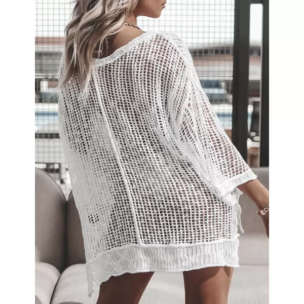 Bsubseach Women Crochet Cover Ups Hollow Out Bikini Swimsuit Cover Up Summer Knit Beach Top Vacation Outfits