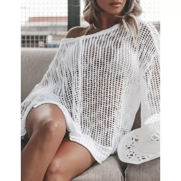 Bsubseach Women Crochet Cover Ups Hollow Out Bikini Swimsuit Cover Up Summer Knit Beach Top Vacation Outfits