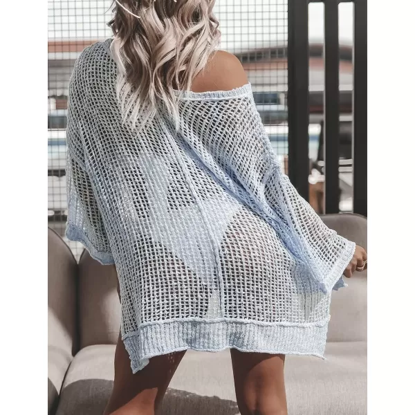 Bsubseach Women Crochet Cover Ups Hollow Out Bikini Swimsuit Cover Up Summer Knit Beach Top Vacation Outfits