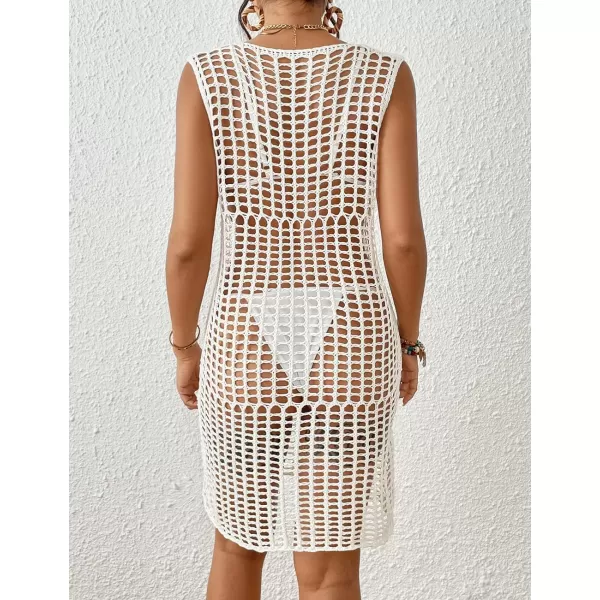 Bsubseach Women Crochet Cover Ups Knit Bathing Suit Coverup Sleeveless Beach Dress Swimwear