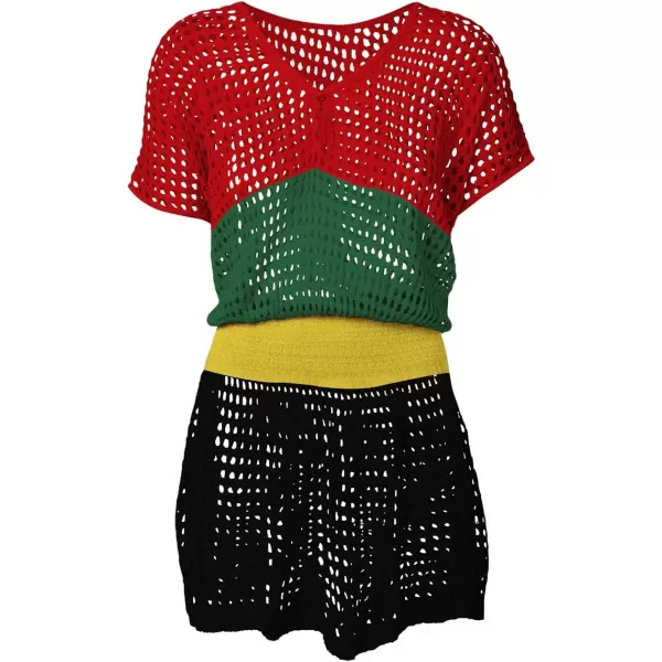 Bsubseach Women Crochet Hollow Out Swim Cover Ups Short Sleeve Beach Swimwear Tunic Dress