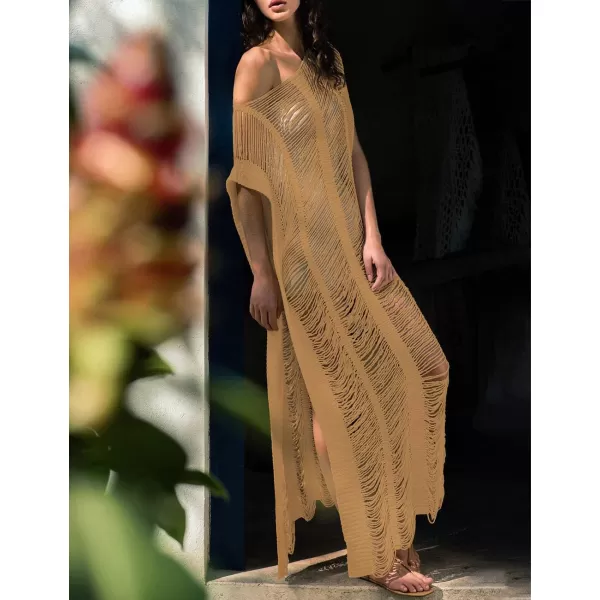 Bsubseach Women Crochet Hollow Out Swimsuit Cover Ups Knitted Beach Tank Dress