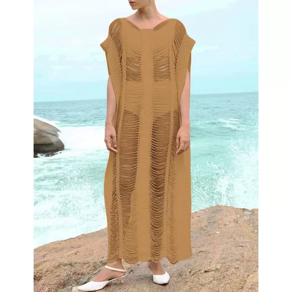 Bsubseach Women Crochet Hollow Out Swimsuit Cover Ups Knitted Beach Tank Dress