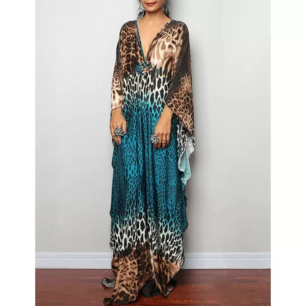 Bsubseach Women Ethnic Print Kaftan Beach Dress Plus Size Swimsuit Cover Up