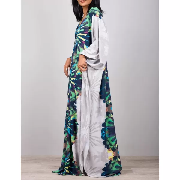 Bsubseach Women Ethnic Print Kaftan Beach Dress Plus Size Swimsuit Cover Up