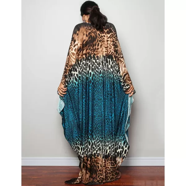 Bsubseach Women Ethnic Print Kaftan Beach Dress Plus Size Swimsuit Cover Up
