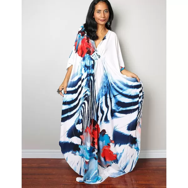 Bsubseach Women Ethnic Print Kaftan Beach Dress Plus Size Swimsuit Cover Up