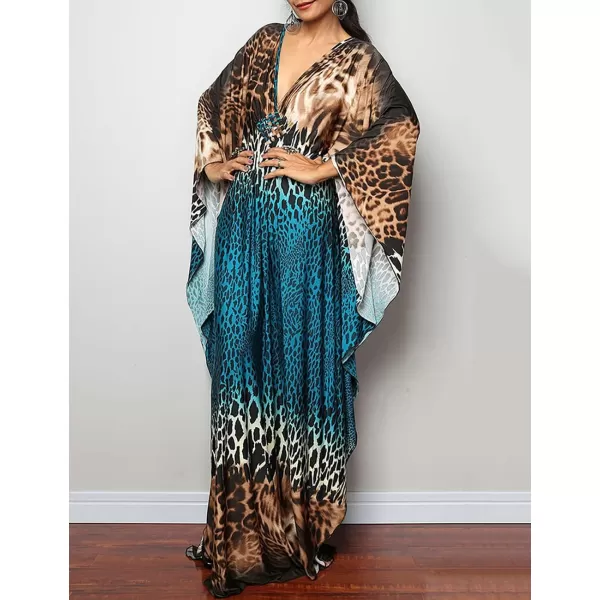 Bsubseach Women Ethnic Print Kaftan Beach Dress Plus Size Swimsuit Cover Up