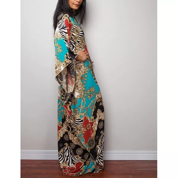 Bsubseach Women Ethnic Print Kaftan Beach Dress Plus Size Swimsuit Cover Up