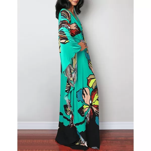Bsubseach Women Ethnic Print Kaftan Beach Dress Plus Size Swimsuit Cover Up