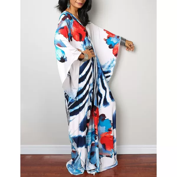 Bsubseach Women Ethnic Print Kaftan Beach Dress Plus Size Swimsuit Cover Up