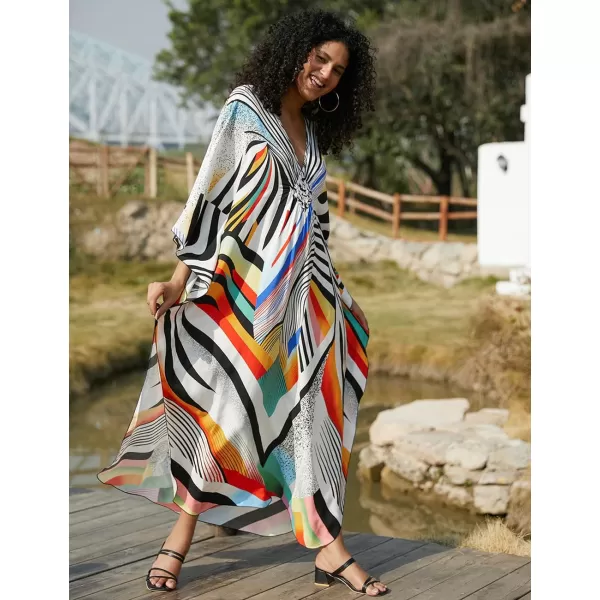 Bsubseach Women Ethnic Print Kaftan Beach Dress Plus Size Swimsuit Cover Up