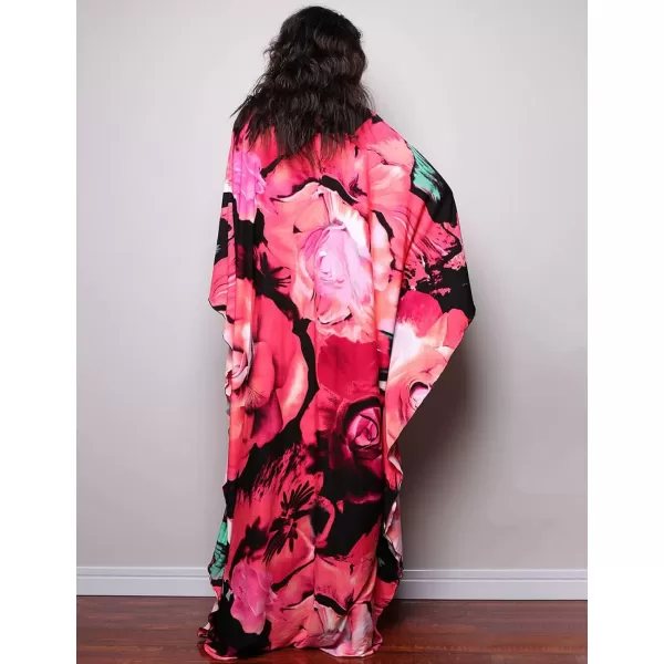 Bsubseach Women Ethnic Print Kaftan Beach Dress Plus Size Swimsuit Cover Up