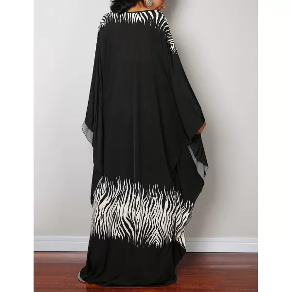 Bsubseach Women Ethnic Print Kaftan Beach Dress Plus Size Swimsuit Cover Up