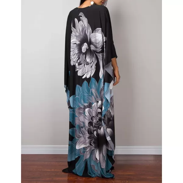 Bsubseach Women Ethnic Print Kaftan Beach Dress Plus Size Swimsuit Cover Up