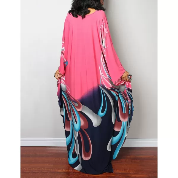 Bsubseach Women Ethnic Print Kaftan Beach Dress Plus Size Swimsuit Cover Up