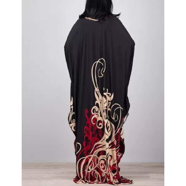 Bsubseach Women Ethnic Print Kaftan Beach Dress Plus Size Swimsuit Cover Up