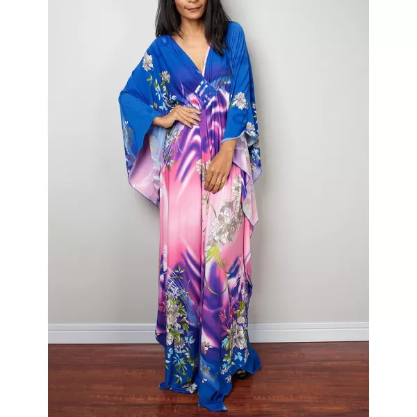 Bsubseach Women Ethnic Print Kaftan Beach Dress Plus Size Swimsuit Cover Up