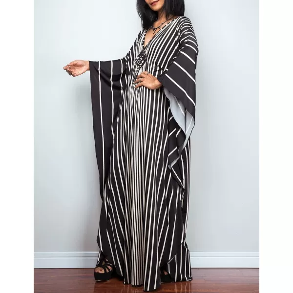 Bsubseach Women Ethnic Print Kaftan Beach Dress Plus Size Swimsuit Cover Up