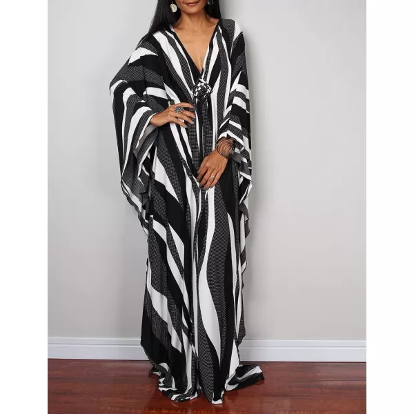 Bsubseach Women Ethnic Print Kaftan Beach Dress Plus Size Swimsuit Cover Up