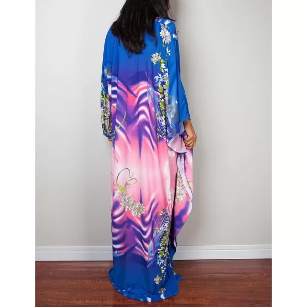 Bsubseach Women Ethnic Print Kaftan Beach Dress Plus Size Swimsuit Cover Up