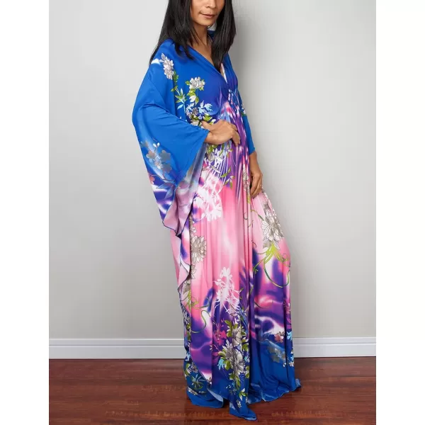 Bsubseach Women Ethnic Print Kaftan Beach Dress Plus Size Swimsuit Cover Up